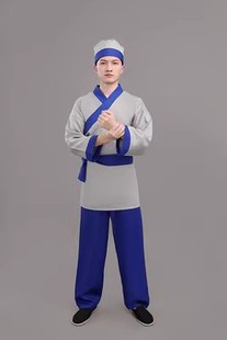 古装汉服酒店古代工作家丁小二服仆人书生演出农夫舞台装男女表演