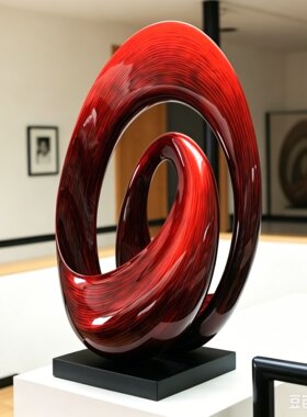 现代简约红色抽象艺术摆件家居装饰品客厅玄关雕塑工艺品