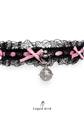 Puppy*女仆蕾丝choker女真皮铃铛项圈丝带蝴蝶结项链礼物