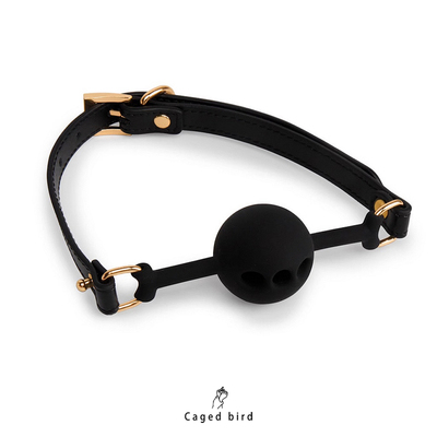 笼中鸟*柔软硅胶口球4cm真皮cosplay道具情侣礼物礼盒装