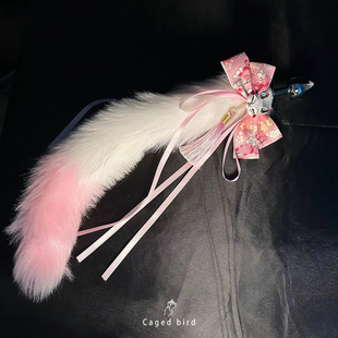 毛绒尾巴古风狐狸尾巴女ppy蝴蝶结丝带cosplay演出道具pu
