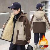 男童秋冬加绒外套儿童装 棉服帅炸 冲锋衣加厚风衣派克服中大童冬季