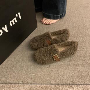 软底羊毛女鞋 丝绒秋冬保暖孕妇鞋 外穿防滑便鞋