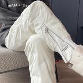 90白鸭绒东北零下40度加厚防寒裤 新款 女外穿2024冬季 米白色羽绒裤