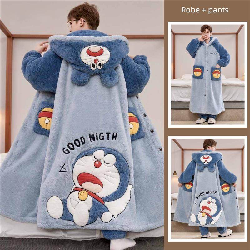 冬季睡袍男珊瑚绒加厚加绒长款男士睡衣大码卡通法兰绒家居服套装,女士内衣/男士内衣/家居服,睡袍/浴袍,淘宝优惠券,粉丝福利购,淘宝优惠卷