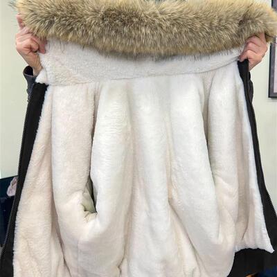 大毛领卫衣外套女座山雕派克服加绒加厚上衣连帽冬季2025新款上衣