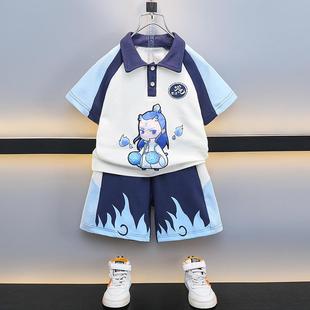 短袖 2025新款 哪吒敖丙男童夏季 套装 超帅气儿童休闲polo衫 男孩夏装
