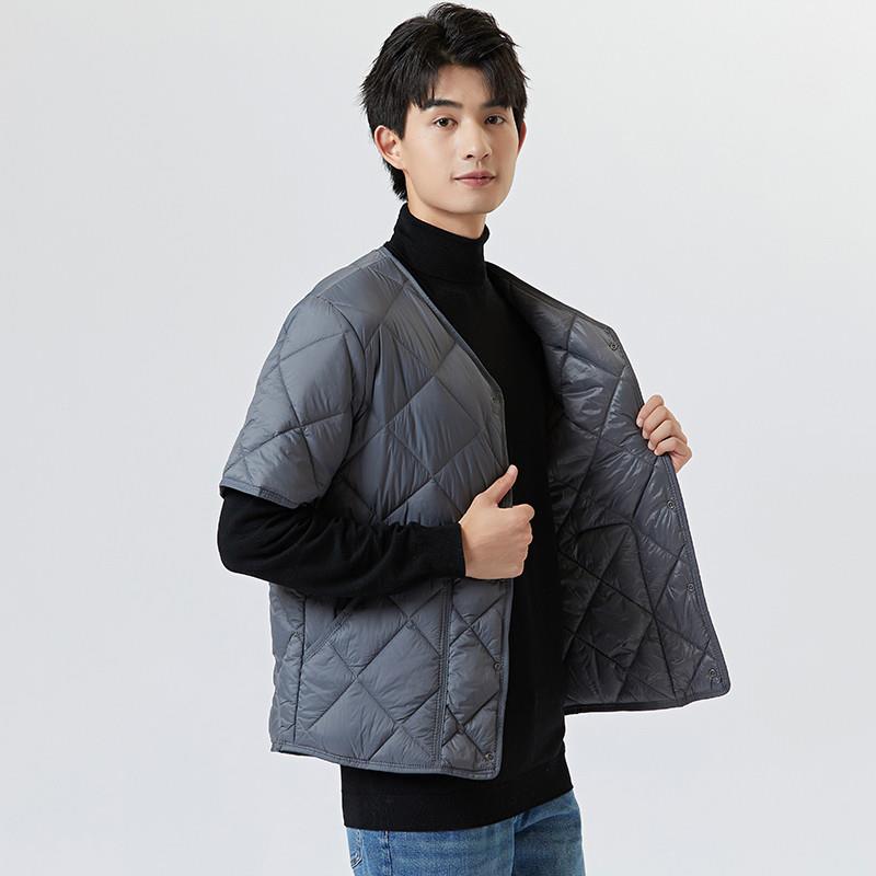 2024秋冬季羽绒棉服短袖内胆男士棉衣轻薄打底半袖马甲男坎肩护肩