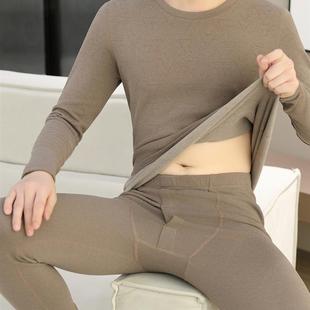 德绒保暖内衣套装男士中青年加绒加厚双面磨毛发热打底秋衣裤男款