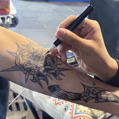 jagua海娜手绘膏藏青色果汁液笔