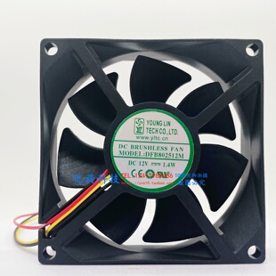 永林设备12V DFB802512M 电源散热机箱 UPS机柜1.4W 直流散热风扇