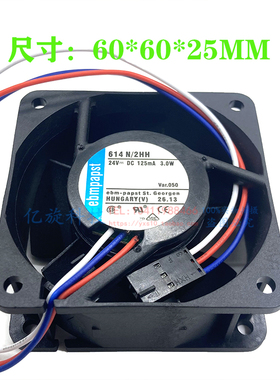 全新德国ebmPAPST TYP614N/2HH 6025/6CM 24V 3.0W变频器散热风扇