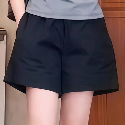 大码胖mm冰丝速干五分短裤阔腿裤子女夏季薄款宽松休闲热裤运动裤