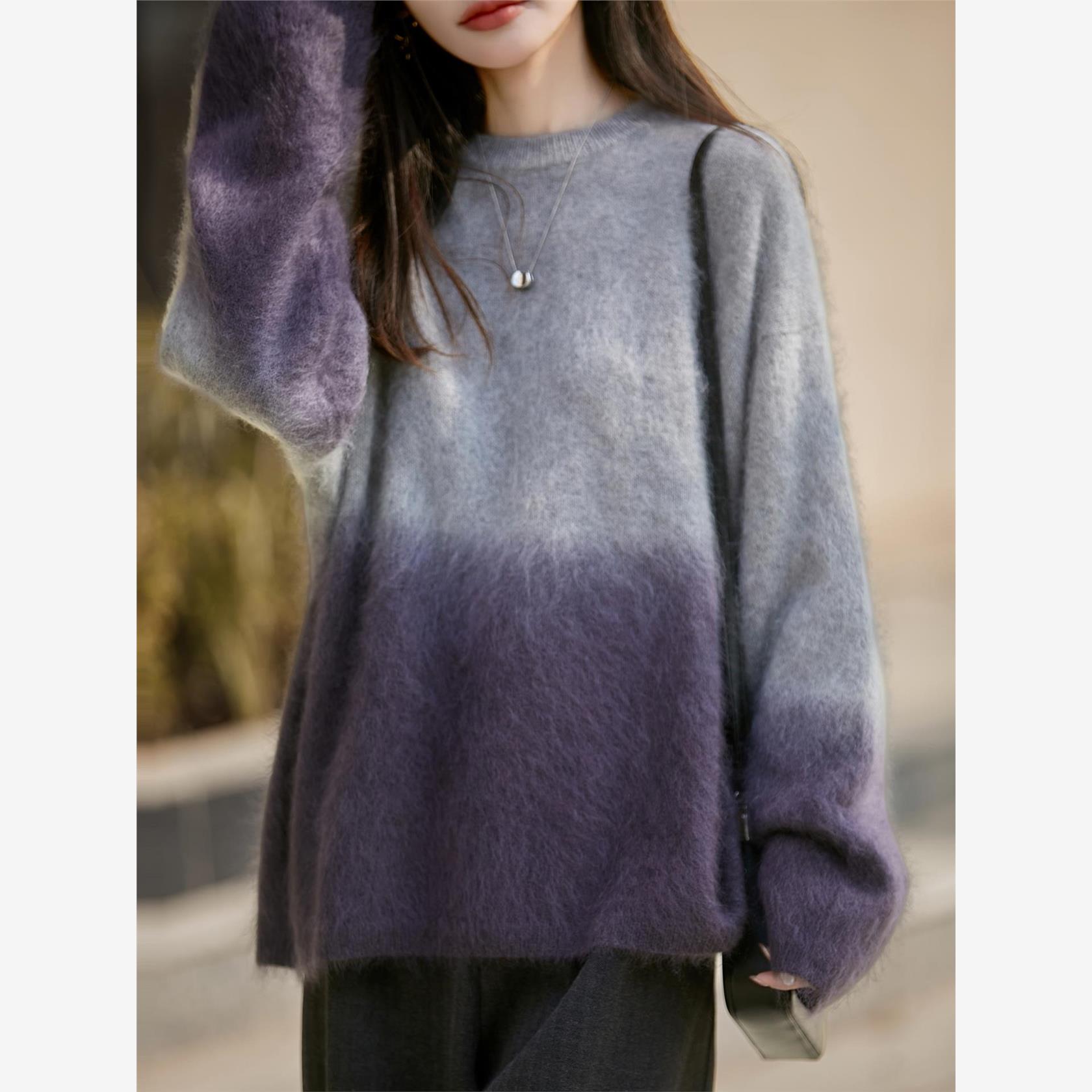 秋冬圆领重磅加厚渐变色