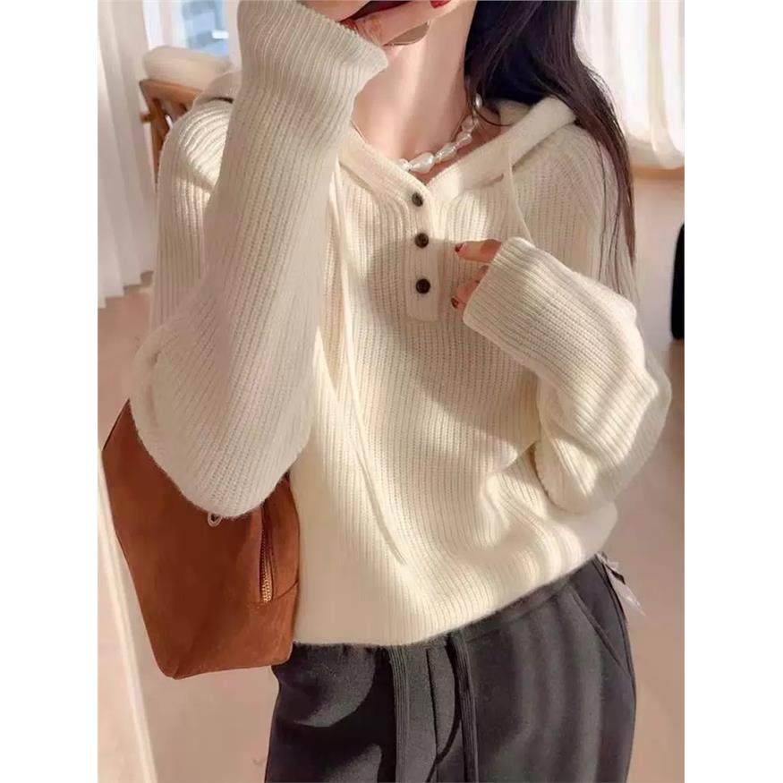 韩系连帽长袖100%纯羊毛