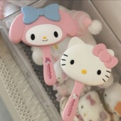 可爱KT梳子镜子二合一套装 便携高颜值手持美乐蒂补妆镜细齿梳女