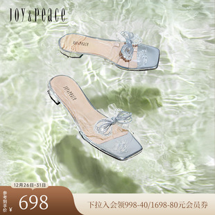 真美诗满天星2025春新款 女外穿YYF06BT5 蝴蝶结仙女风透明一字拖鞋