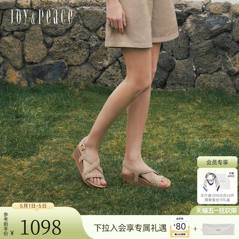 真美诗摇滚牧歌2026夏季新款休闲复古罗马凉鞋5cm厚底勃肯凉鞋女