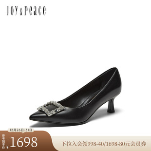 女A5020CQ5 高跟鞋 真美诗意大利进口2025秋新款 羊皮点方扣优雅单鞋