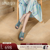 鱼嘴罗马凉鞋 真美诗椰林海岸春新款 复古牛仔蓝单鞋 女AJ608AL5