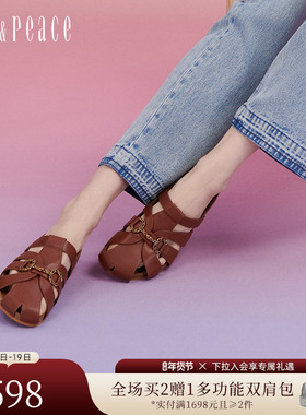 真美诗沙丘落日夏新款复古牛皮勃肯鞋软木鞋拖鞋女YVT13BT4