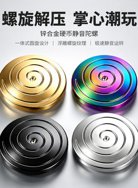 源头工厂螺旋纹金属硬币陀螺 掌心圆盘静音旋转 EDC 解压玩具