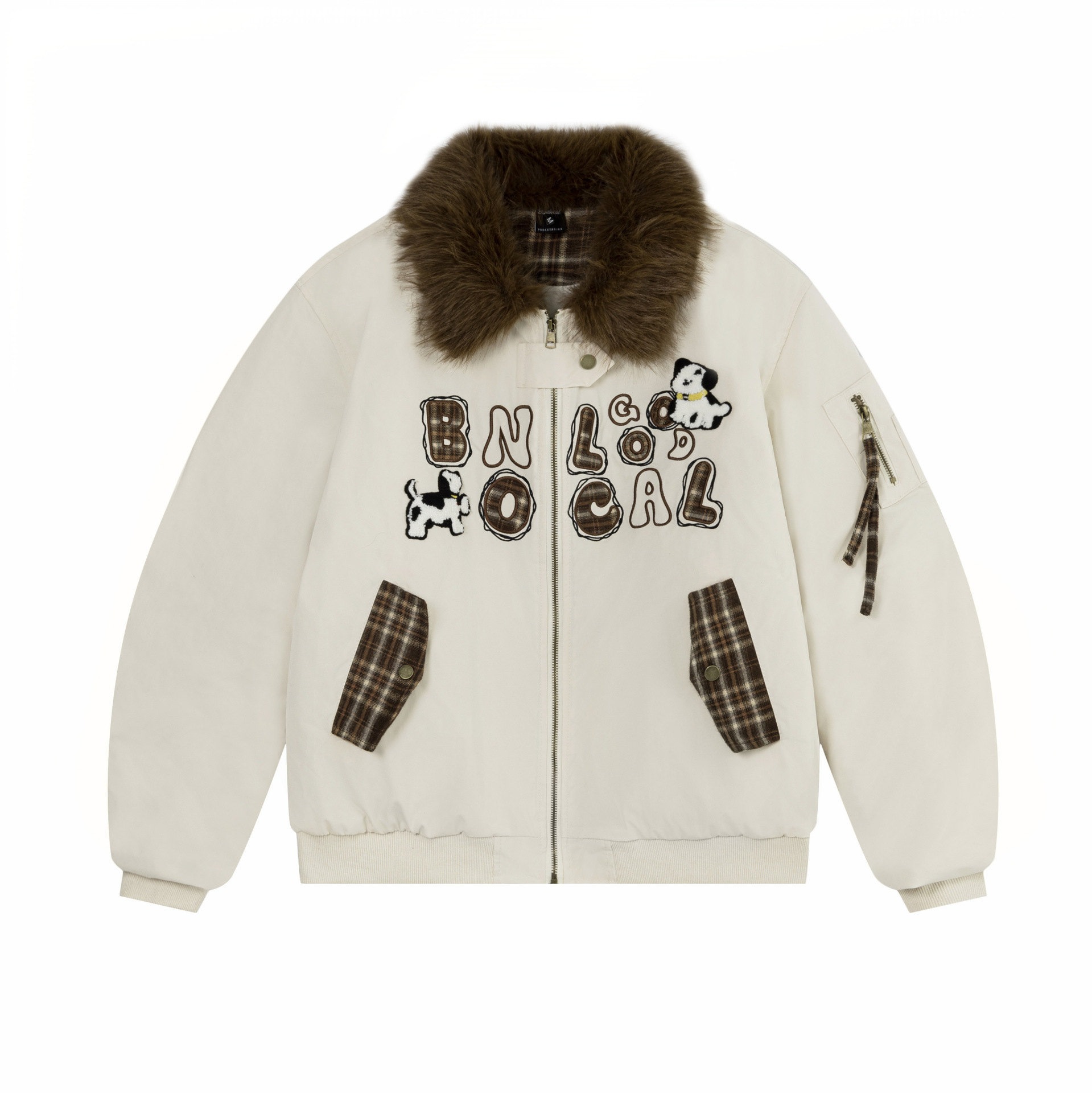 【蚀月镜】y2k千禧风卡通刺绣毛领棉服外套女情侣款加厚宽松棉衣