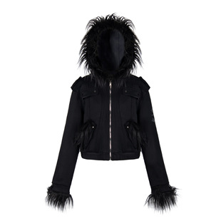 外套 y2k千禧辣妹亚比文化毛领连帽卫衣女加绒显瘦短款 蚀月镜