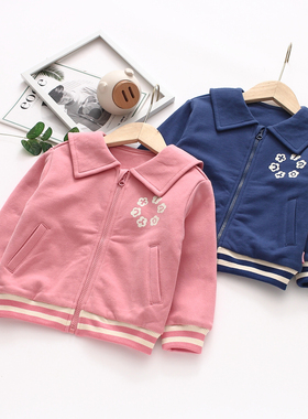 非常小鱼61890新款深秋女童双层针织纯棉里衬翻领外套上衣100-140