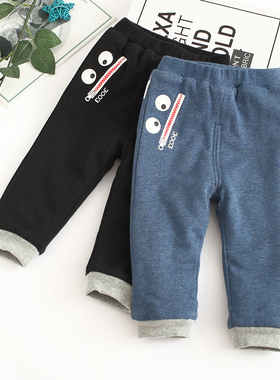 非常小鱼39742新款男童冬季针织纯棉加厚保暖柔软夹棉棉裤80-120