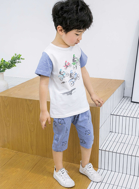 非常小鱼39270男童清仓夏季针织纯棉柔软松紧休闲百搭七分中短裤