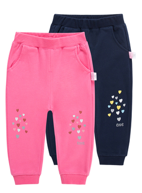 非常小鱼39193新款春秋季女童针织纯棉松紧腰休闲运动长裤80-1