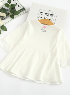 非常小鱼60147清仓春夏季女童针织纯棉柔软薄款八分袖上衣100-140