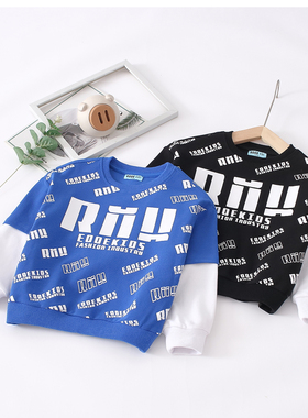 非常小鱼63703秋季新款男童装休闲时尚针织中大童圆领上衣110-150