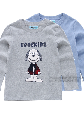 非常小鱼28101春秋季男童新款纯棉柔软休闲百搭卡通长袖T恤90-130