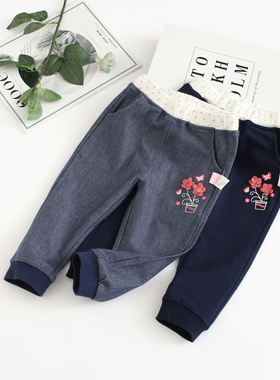 非常小鱼39191女童春秋季新款柔软微弹牛仔薄长裤