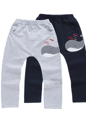 非常小鱼38146春秋款男童柔软纯棉针织休闲裤个月薄款长裤童装