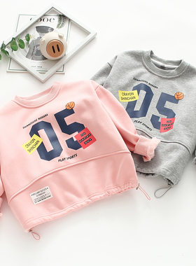 非常小鱼61864新款女童深秋冬复合一体绒圆领洋气休闲上衣100-140