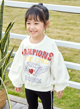 非常小鱼60186新款女童针织纯棉中小柔软可爱时尚圆领上衣100-140