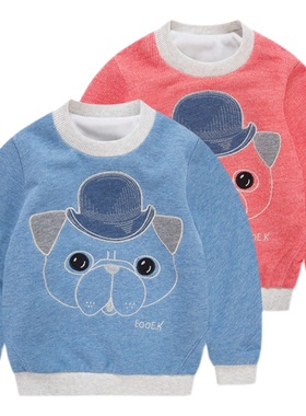 非常小鱼28760男童秋冬新款双层短绒里针织卡通上衣80-12068包邮