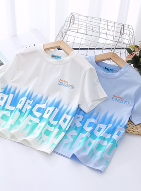 非常小鱼63215男童新款夏装针织彩色短袖圆领T恤衫上衣100-140