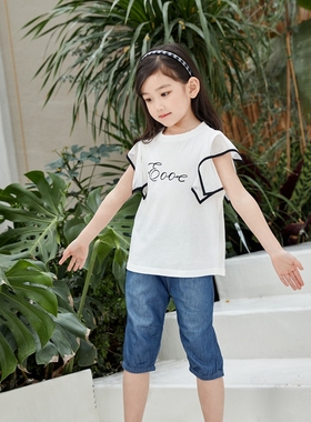 非常小鱼61335清仓女童夏季针织透气凉快时尚T恤短袖上衣100-140
