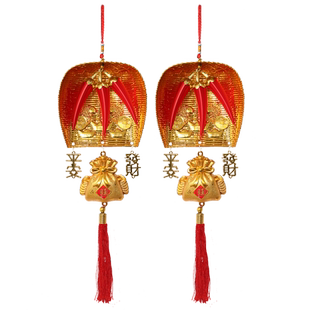 2025新年春节过年装饰品室内酒店金簸箕挂饰过年装饰挂件场景氛围