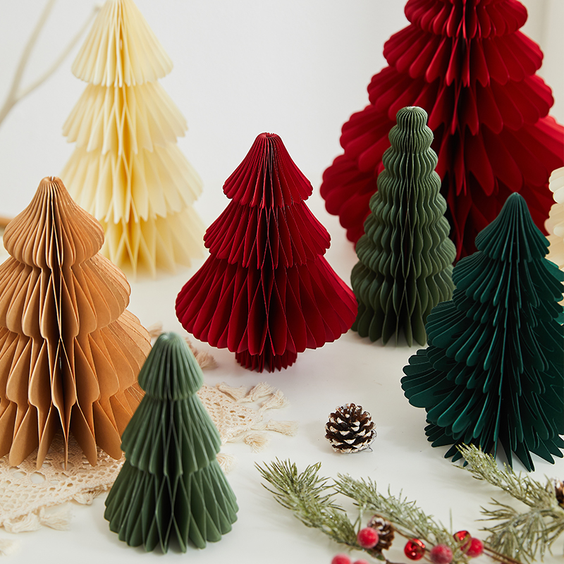 圣诞节装饰纸质立体圣诞树摆件