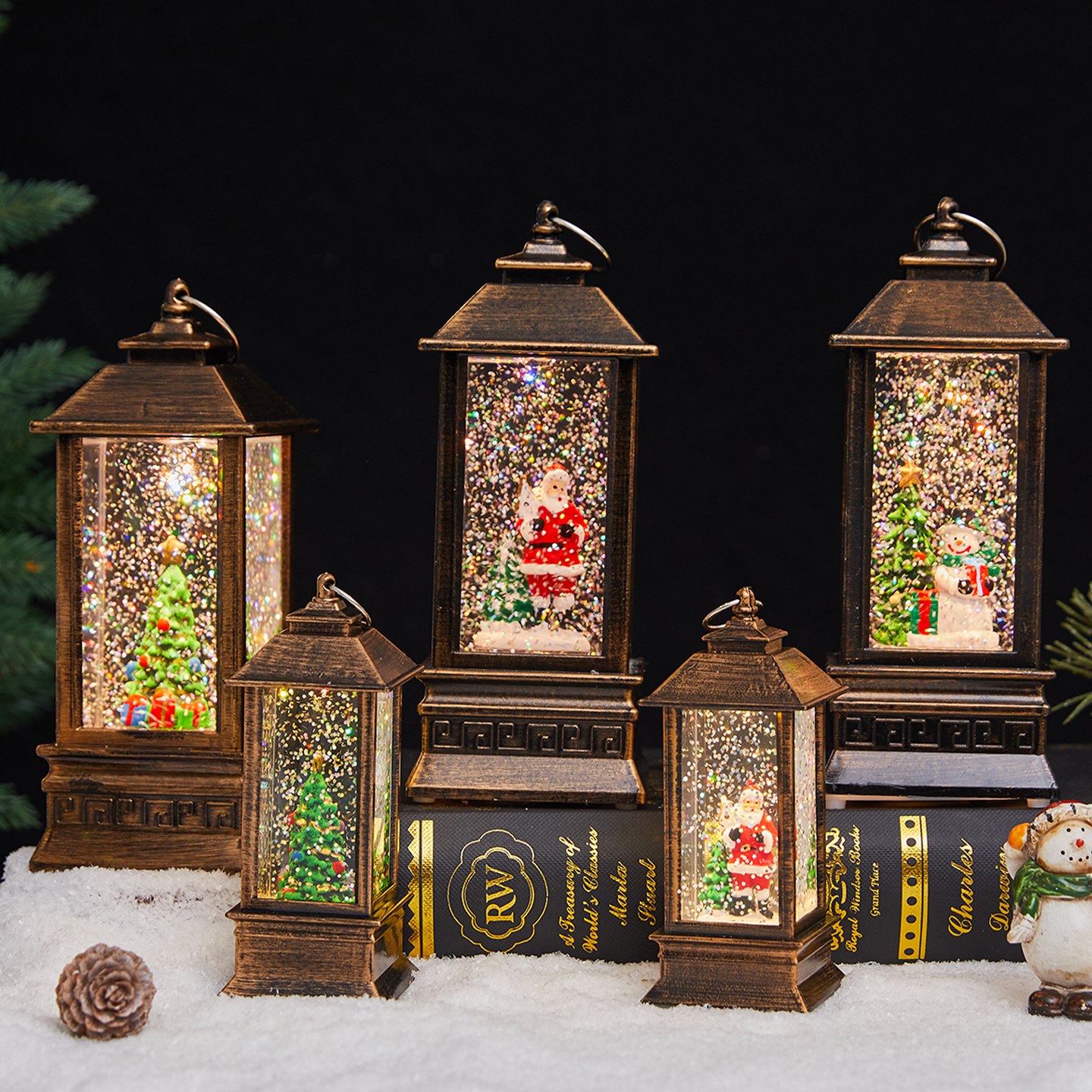 新款小夜灯发光飘雪灯圣诞节装饰