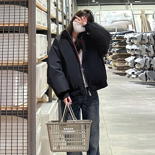 美式复古两面穿羽绒棉服外套女冬季新款格子超好看棉袄棉衣潮