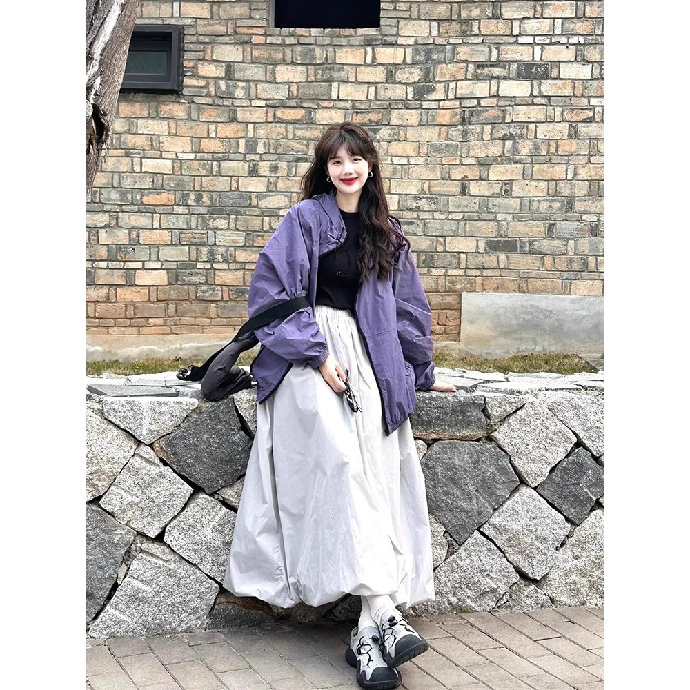 紫色山系轻薄防晒衣女款2025新款冲锋衣外套薄款宽松爬山穿搭夏季