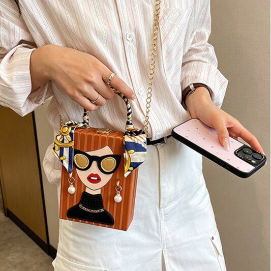 约姿包包女丝巾硬手提手机盒子包2026夏季新款恬觅眼睛链条小挎包