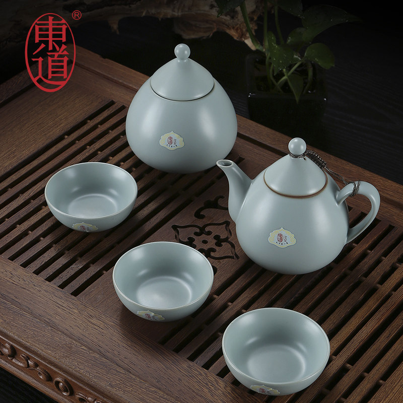 正品恒福东道汝窑功夫茶具套装李当岐大师限量版水滴壶组