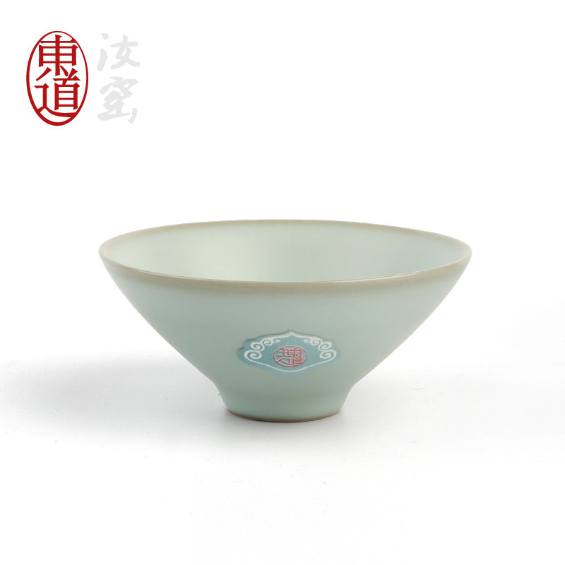 东道汝瓷开片斗笠杯
